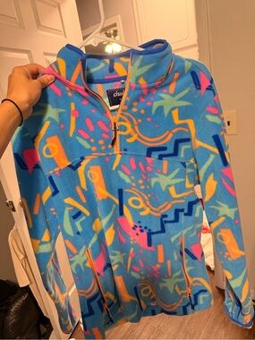 chubbies Bright Blue Abstract Print Quarter-Zip Fleece Pullover